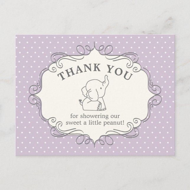 Adorable Baby Elephant | Baby Shower Thank You Postcard (Front)