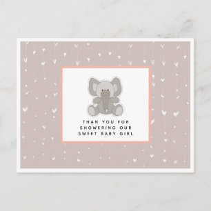 Adorable Baby Elephant Baby Shower Thank You Postcard