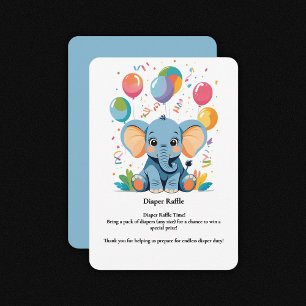 Adorable Baby Elephant Balloons Baby Shower Enclosure Card
