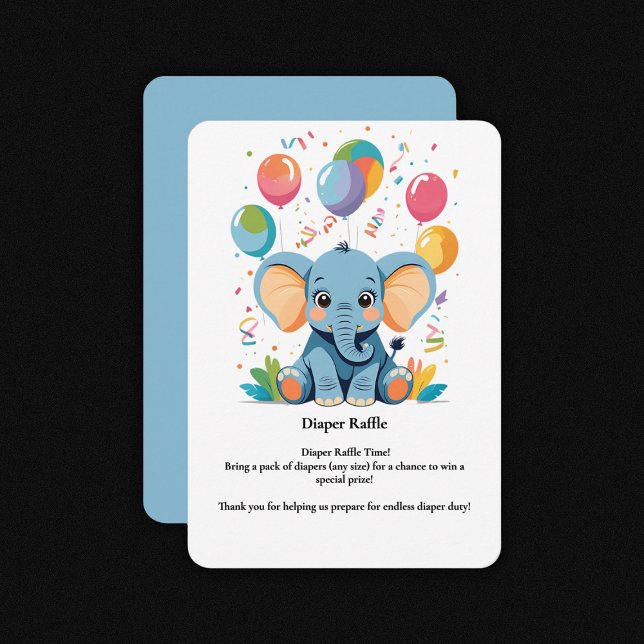 Adorable Baby Elephant Balloons Baby Shower Enclosure Card (Creator Uploaded)