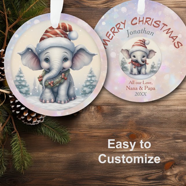 Adorable Baby Elephant Grandchild  Ornament (Creator Uploaded)
