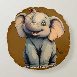 Adorable Baby Elephant Round Cushion