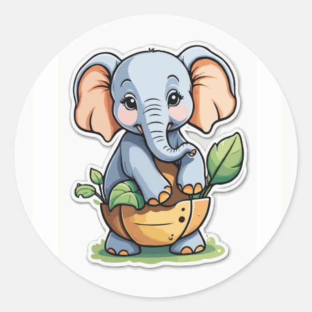 Adorable Baby Elephant Sticker - Cute Safari (Front)