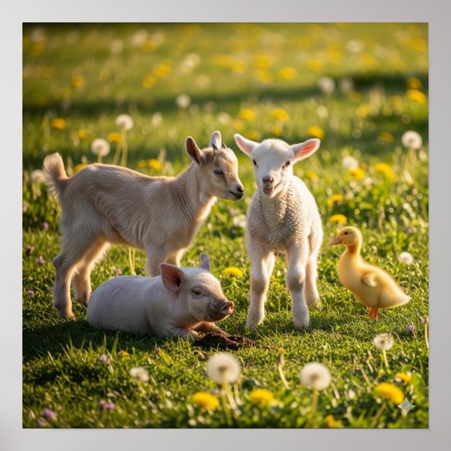Adorable Baby Farm Animals Poster (Front)
