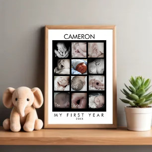 Adorable Baby First Year 12 Month Photo Collage  Poster