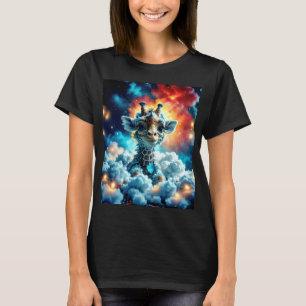 Adorable Baby Giraffe Head in Clouds T-Shirt