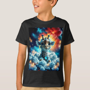 Adorable Baby Giraffe Head in Clouds T-Shirt