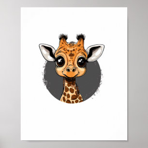 Adorable Baby Giraffe Illustration   Poster