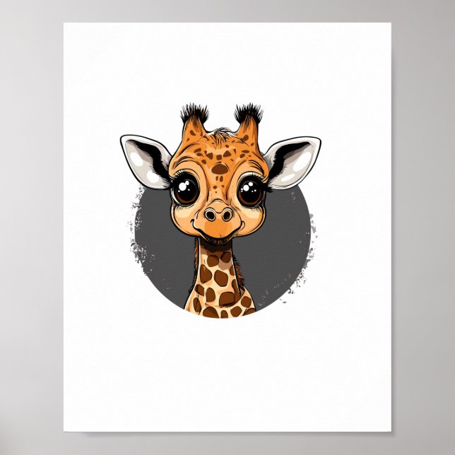 Adorable Baby Giraffe Illustration   Poster (Front)