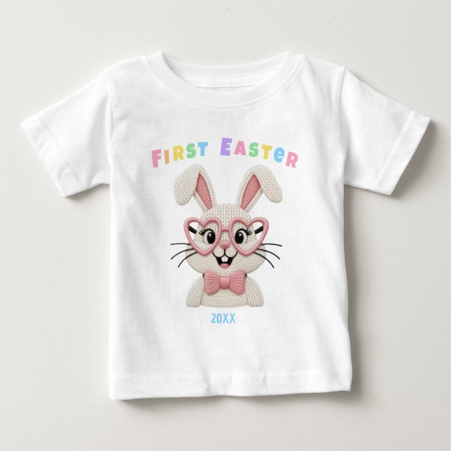 Adorable Baby Girl First Easter Bunny Baby T-Shirt (Front)