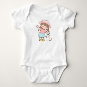 Adorable Baby Girl with Bunny Bodysuit One-Piece