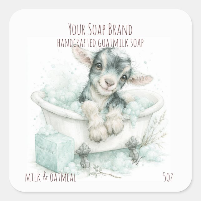 Adorable Baby Goat Handmade Soap Label (Front)