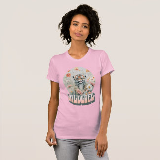 Adorable Baby Grey Tiger Wildflower Watercolor  T-Shirt