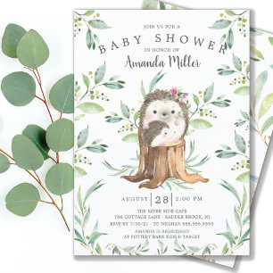 Adorable Baby Hedgehog and Mum Baby Shower  Invitation