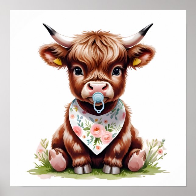 Adorable Baby Highland Cow Poster (Front)