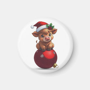 adorable baby highland cow sitting magnet