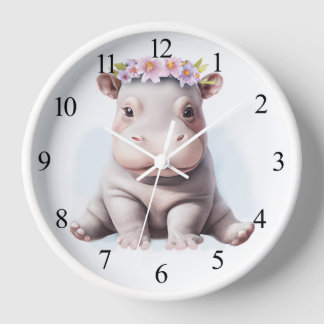 Adorable Baby Hippopotamus Clock