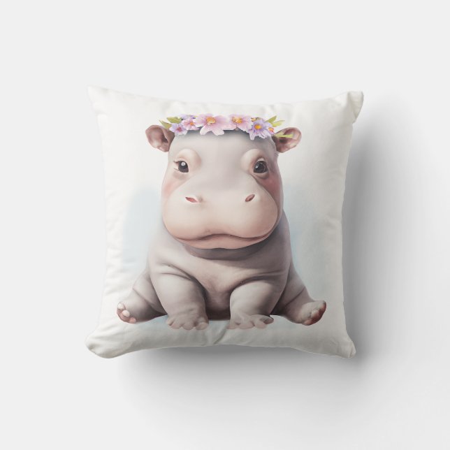 Adorable Baby Hippopotamus Cushion (Front)
