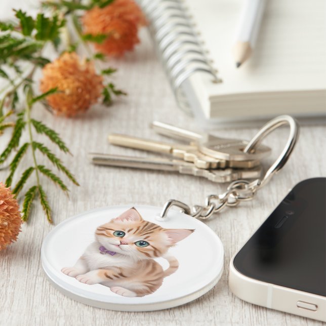 Adorable Baby Kitten Design  Key Ring (Front Right)