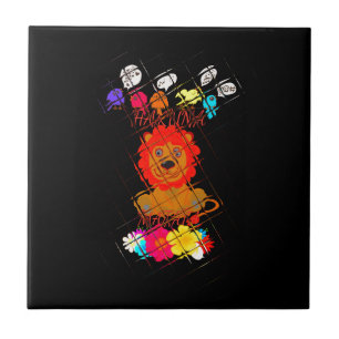 Adorable Baby Lion Art Design Motif Tile