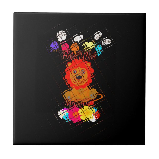 Adorable Baby Lion Art Design Motif Tile (Front)