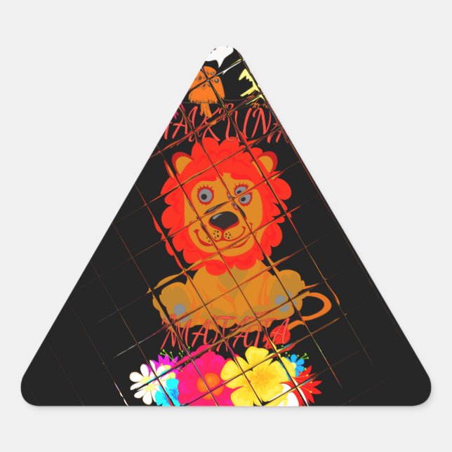 Adorable Baby Lion Art Design Motif Triangle Sticker (Front)