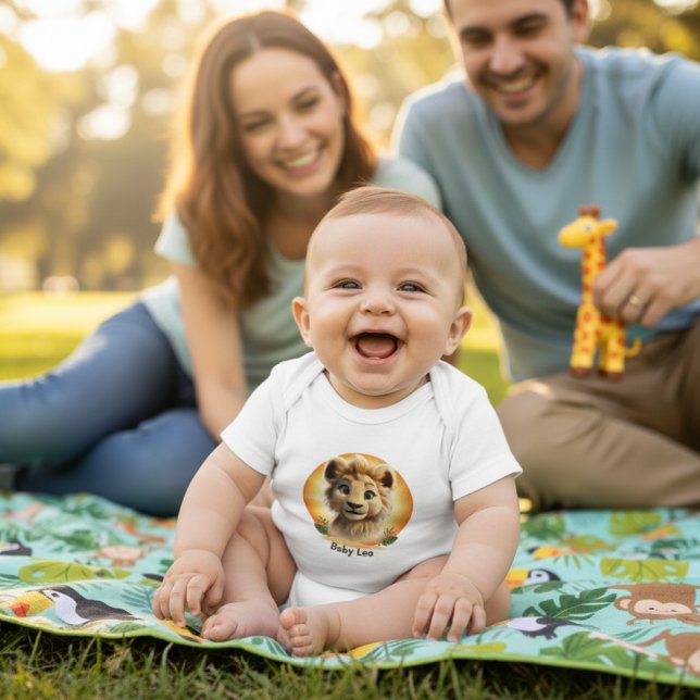 Adorable Baby Lion Cub "Baby Leo" Personalized Bodysuit (Creator Uploaded)