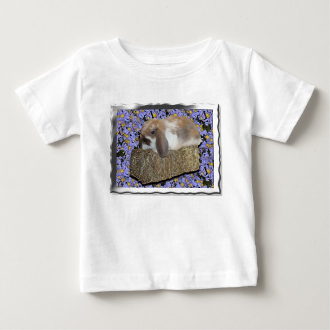 Adorable Baby Lop Bunny on Mini Bale T-Shirt (Front)