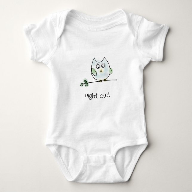 Adorable Baby Night Owl Baby Bodysuit (Front)