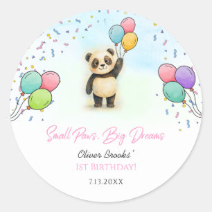 Adorable Baby Panda 1st Birthday Party Classic Round Sticker