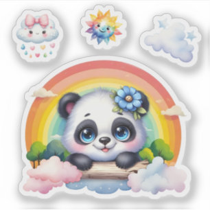 Adorable Baby Panda in the Clouds. Panda Sticker