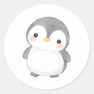 Adorable Baby Penguin Chick Sticker Watercolor  
