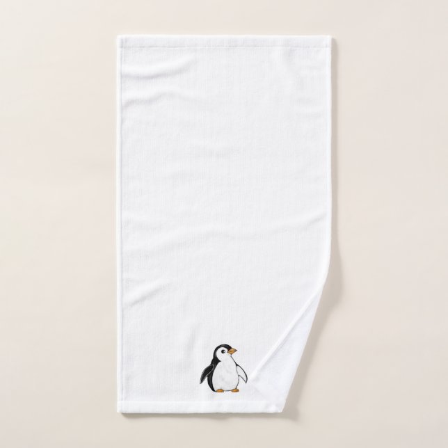 Adorable Baby Penguin Subtle Winter Art Bath Set (Hand Towel)