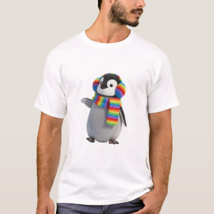 Adorable Baby Penguin Wearing Rainbow Winter Acces T-Shirt