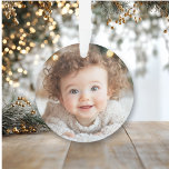 Adorable Baby Photo | Baby's First Christmas Ornament<br><div class="desc">Add your little son or daughter's photo to this Baby's First Christmas ornament. Personalise the text on the back and put the year too! Precious keepsake.</div>