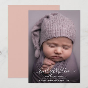 Adorable Baby Photo Script Overlay Birth  Announcement