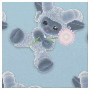 Adorable Baby Plush Toy Ram Country Blue Fabric