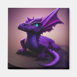 Adorable baby purple dragon magnet