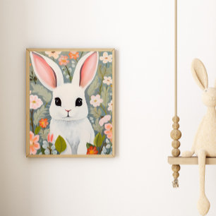 Adorable Baby Rabbit Nursery Wall Art Poster