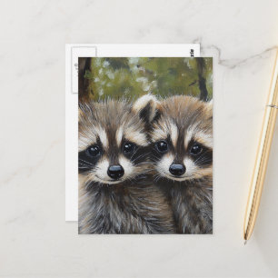 Adorable Baby Raccoons Postcard