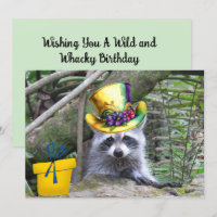 Adorable Baby Racoon Birthday Flat Card