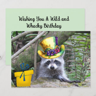 Adorable Baby Racoon Birthday Flat Card