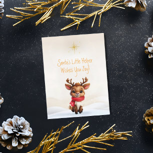 Adorable Baby Reindeer Christmas Message Holiday Postcard