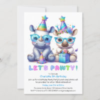 Adorable Baby Rhino Birthday – Blue Glitter