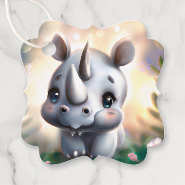 Adorable Baby Rhino Gift Tag (Front)