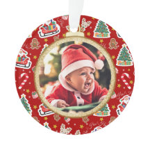 Adorable Baby’s First Christmas Ornament Red 