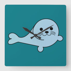 Adorable Baby Seal Square Wall Clock