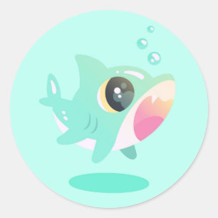 Adorable Baby Shark Classic Round Sticker