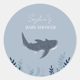 Adorable Baby Shower Under the Sea Whale Shark  Classic Round Sticker