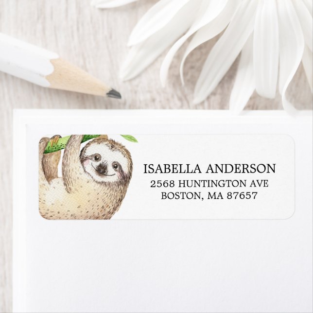 Adorable Baby Sloth Baby Shower Address Label (Insitu)